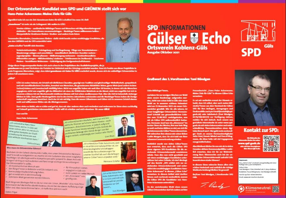 Gülser Echo zur Ortsvorsteher-Wahl wird aktuell verteilt