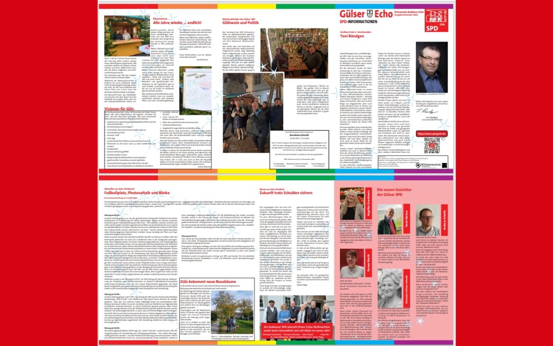 Dezember-Echo: SPD Güls wünscht ein frohes Weihnachtsfest und einen guten Start ins neue Jahr!